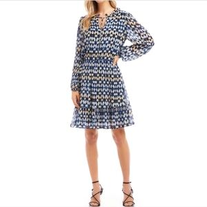 NWOT Karen Kane Women's long sleeve tiered Chiffon short dress